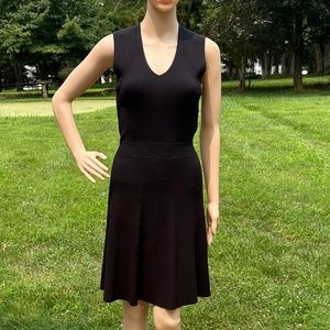 Black Sleeveless V-neck Knit Dress